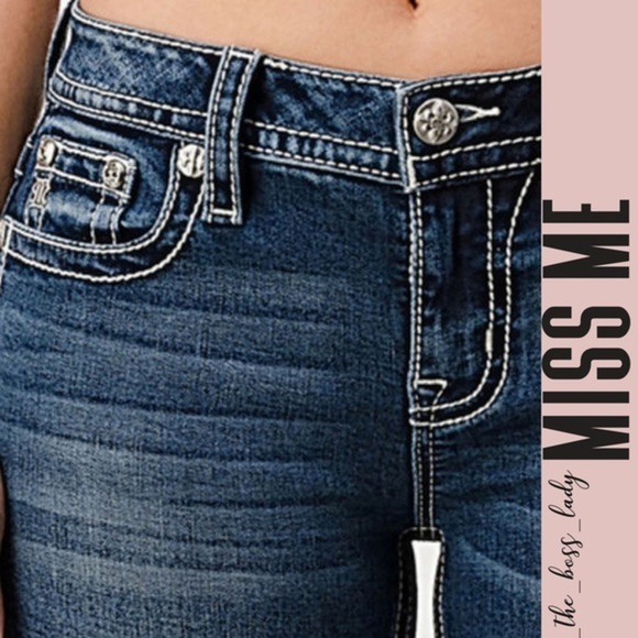 NWT MISS ME jeans 28 Embellished Winged Cross Pocket Mid Rise Skinny Jea… - Picture 3 of 3